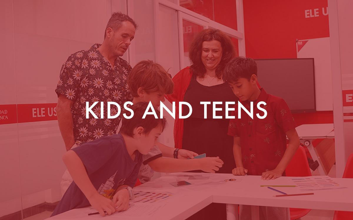 Children and teenagers learning Spanish through creative activities